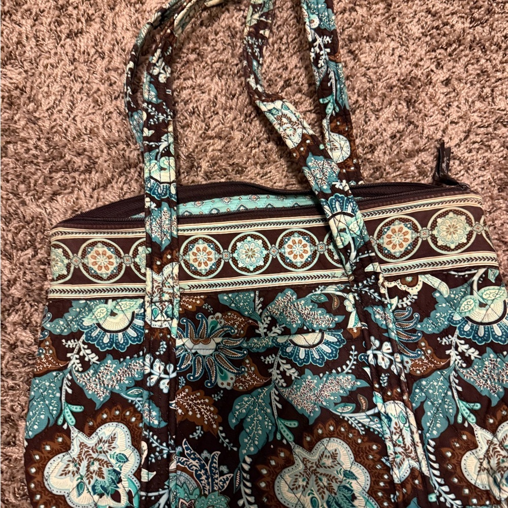 Vera Bradley Teal and Brown Floral Tote